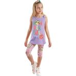 Denokids Wonderful Cat Kız Çocuk Tunik Tayt Takım - 5 Yaş - Lila - Pembe