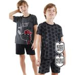 Denokids Yıldızlı Dino Erkek Çocuk 2'li Pijama Takım - Antrasit - 6 Yaş