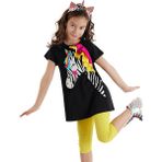 Denokids Zebracorn Siyah Kız Çocuk Tunik Tayt Takım - 6 Yaş - Sarı - Siyah