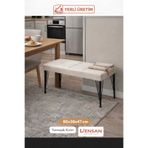 densan aksesuar Metal Ayaklı 80 Cm Soft Krem Puf & Bench Tekli