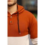DENSMOOD ÇELİK ÖRGÜ KAPÜŞONLU KAZAK KİREMİT XL