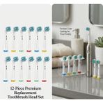 Denthauz 1 Yıllık Set I 12 Adet Diş Fırçası Başlığı Çapraz Kıllar Xcross Oral-B Uyumlu - Beyaz