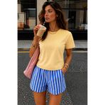 Denvy Denim Kadın Butter Yellow Bisiklet Yaka Basic Tişört