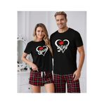 Deocept Çift Kombini 1 adet Kadın Modeli Sevgililer Günü Baskılı Rahat Kalıp T-shirt