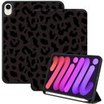 Deokke iPad Mini 6 Kılıfı 8,3 inç 2021 ile uyumlu, Kalem Tutuculu iPad Mini 6. Nesil Kılıf, Yumuşak TPU Arka Kılıf, 2. Kalem Şarjlı Otomatik Uyku/Uyanma Kapağı - Siyah Mor Leopar Çita