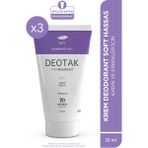 Deotak Soft Krem Deodorant Fresh Koku 35 ml x 3 Hassas Ciltler İçin 7 Güne Kadar Etkili