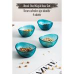 Depa Akrilik Barok Aquamarin Oval 4'lü Küçük Kase Seti Çerezlik Sunumluk İkramlık
