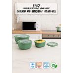 Depa Kare 3 Parça Vakumlu Sızdırmaz Hava Almaz Saklama Kabı Seti Yeşil (1800/1100/600 Ml)
