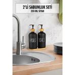 Depa Robinanka 2 Li Bambu Altlıklı Sıvı Sabunluk Seti Siyah