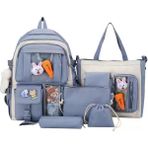 Depart Store Mavi Tavşan Beş Parçalı Okul Çantası Kadın Ortaokul Öğrencisi Sırt Çantası (Yurt Dışından) - schoolbag - 33*46*14cm