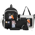 Depart Store Siyah Tavşan Beş Parçalı Okul Çantası Kadın Ortaokul Öğrencisi Sırt Çantası (Yurt Dışından) - schoolbag - 33*46*14cm