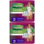 Depend 2 Paket 10'lu XL-Extra Büyük Emici Külot Kadın Hasta Bezi