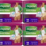 Depend 4 Paket 10'lu XL-Extra Büyük Emici Külot Kadın Hasta Bezi