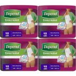 Depend 4 Paket 10'lu XL-Extra Büyük Emici Külot Kadın Hasta Bezi