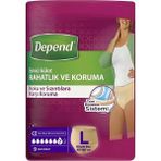Depend Büyük Boy Emici Külot 9 Adet L 42-50 Beden 95-130 cm Bel Ölçüsü Koku ve Sızıntılara Karşı Koruma - Beyaz