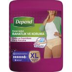 Depend Emici Külot Kadın XL Beden 9'lu Paket Ultra Güvenli Esnek Yan Bariyer ve Elastik Bel