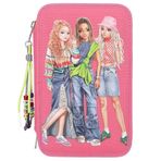 Depesche 12910 TOP Model Joy - Doldurulmuş 3 bölmeli kalem kutusu, pembe, model motifli ve kolye ucu, renkli kalemlik, cetvel, makas ve daha fazlası.