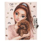 Depesche 13570 TOPModel Kitty and Doggy - Kalp kilitli ve anahtarlı günlük, pembe kitap, model motifli, köpek desenli ve 192 çizgili sayfa