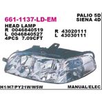 Depo Palio Albea Siena 2002 Sonrası Sağ Ön Far 43020111 Düz Tip