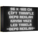 Depo Tabela Reklam Beyaz Kayan Yazı LED Tabela 96 x 160 cm Çift Taraflı