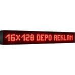 Depo Tabela Reklam Kırmızı Kayan Yazı LED Tabela 16 x 128 cm Tek Taraflı Depo Reklam Tabela