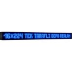 Depo Tabela Reklam Mavi Kayan Yazı LED Tabela 16 x 224 cm Tek Taraflı Depo Reklam Tabela