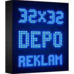 Depo Tabela Reklam Mavi Kayan Yazı LED Tabela 32 x 32 cm Tek Taraflı Depo Reklam Tabela