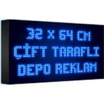 Depo Tabela Reklam Mavi Kayan Yazı LED Tabela 32 x 64 cm Çift Taraflı