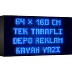 Depo Tabela Reklam Mavi Kayan Yazı LED Tabela 64 x 160 cm Tek Taraflı Depo Reklam Tabela