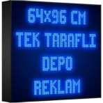 Depo Tabela Reklam Mavi Kayan Yazı LED Tabela 64 x 96 cm Tek Taraflı Depo Reklam Tabela