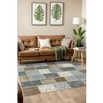 Depoba Klame Patchwork Şönil Kaymaz Doğal Pamuk Tabanlı Yıkanabilir Antibakteriyel Çevre Dostu Salon Halısı 120x180