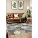 Depoba Klame Patchwork Şönil Kaymaz Doğal Pamuk Tabanlı Yıkanabilir Antibakteriyel Çevre Dostu Salon Halısı 140x200