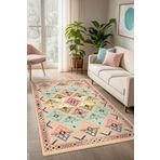 Depoba Misyo Kilim Desen Şönil Kaymaz Doğal Pamuk Tabanlı Yıkanabilir Antibakteriyel Çevre Dostu Salon Halısı 120x180