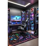 Depoba Rever Şönil Oyuncu Odası Halısı Kaymaz Pamuk Tabanlı Yıkanabilir Antibakteriyel Gamer, Gaming Halısı 120x180