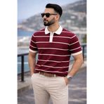 DepoExport Erkek Çizgili Polo Yaka T-Shirt Slim Fit Pamuklu Günlük & Smart Casual