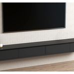 Depolama Çekmeceli Modern Yüzer TV Standı Ev Eğlence Merkezi için Duvara Montaj TV Rafı Siyah 240x30x23cm