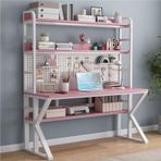 Depolama Raflı Büyük PC Masası ve Pegboard Metal Çerçeve Ev Ofis ve Oyun İş İstasyonu 109,2 cm G x 175,3 cm Y x 59,6 cm D Çok Yönlü Çalışma ve Yazı Masası