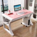 Depolama Raflı Modern Oyun Masası 39 inç Temperli Cam Üst ve Sağlam Metal Çerçeve Ev, Ofis ve İş İstasyonu için Basit Yazı Masası - Şık ve İşlevsel