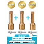 Depolife 6mm + 8mm + 10mm Granit Mermer Seramik Beton Taş Delme Panç Spiral Taşlama Matkap Uyumlu M14 Aparat