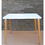 Depolife Ahşap Ayaklı Mutfak Salon Yemek Masası 60X90 cm Gürgen Masif Ayak Beyaz Çalışma Masa - Çok Renkli - 60 x 90 cm