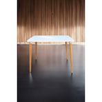 Depolife Ahşap Ayaklı Mutfak Salon Yemek Masası 60x90 Cm Gürgen Masif Ayak Beyaz Çalışma Masası