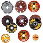 Depolife Ahşap Metal Mermer Granit Seramik Kesici Disk Seti Kesme Zımparalama 9lu Daire Disk Bıçak Takımı 115mm