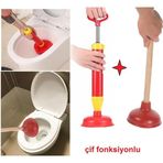 Depolife Banyo Klozet Pompası Kaucuk Başlıklı Güçlü Vakum Pompa Sifon Tuvalet Lavabo Evye Küvet Tıkanık Açma