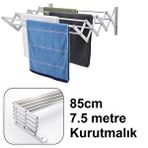 Depolife Çamaşır Balkon Kurutma Askısı Akordiyon Elbise Kurutmalık 85cm-9 Çubuk Alüminyum Duvar Montajlı duvara monte Gri