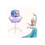 Depolife Çocuk Odası Ders Çalışma Ofis Koltuğu Öğrenci Sandalyesi Frozen Desenli Lila Beyaz Tekerlekli Krem