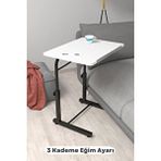 Depolife Eğim Yükseklik Ayarlı Laptop Sehpası Kahvaltı Ders Çalışma Bilgisayar Ofis Yemek Masası Metal Ayak Krem
