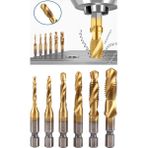 Depolife Klavuz Seti 1/4 Bıts Kendinden Matkap Uçlu M3 M4 M5 M6 M8 M10 Titanyum Ahşap Metal Matkap Uçlu