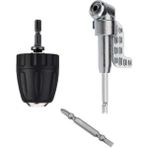 Depolife Mandrenli Köşe Vidalama Delme Kör Nokta Aparatı 1/4 Hex Matkap Vidalama Adaptörü Altıgen Saplı 3lü