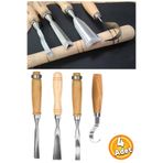Depolife Oyma Setleri Iskarpela Seti Kıvrık uçlu Ahşap Oyma Takımları 4 Parça Carving chesel