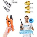 Depolife PVC PPRC Boru Kesme Makası İç ve Dış Diş Açma Aparatı 20mm ve 25mm Yiv Paso Açma Anahtarı Rayba Pafta